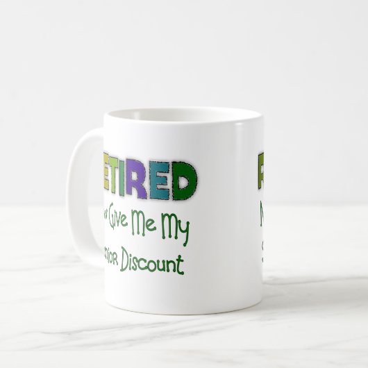 Gepensioneerde SENIOR KORTING Koffiemok (Voorkant links)