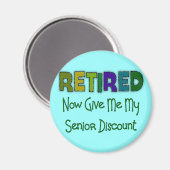 Gepensioneerde SENIOR KORTING Magneet (Voorkant / Achterkant)