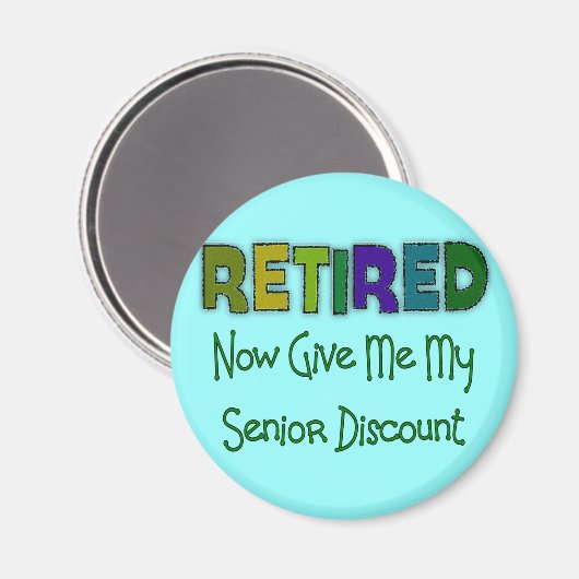 Gepensioneerde SENIOR KORTING Magneet (Voorkant / Achterkant)