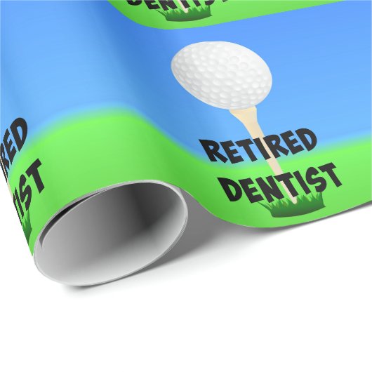Gepensioneerde Tandarts - Golfbal op Tee Cadeaupapier (Rol Hoek)