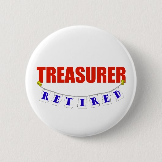 Gepensioneerde thesaurier ronde button 5,7 cm (Voorkant)