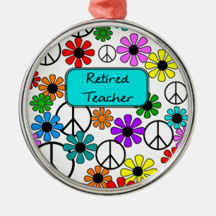 Gepensioneerde Trainingbloemen en vredessignalen Metalen Ornament