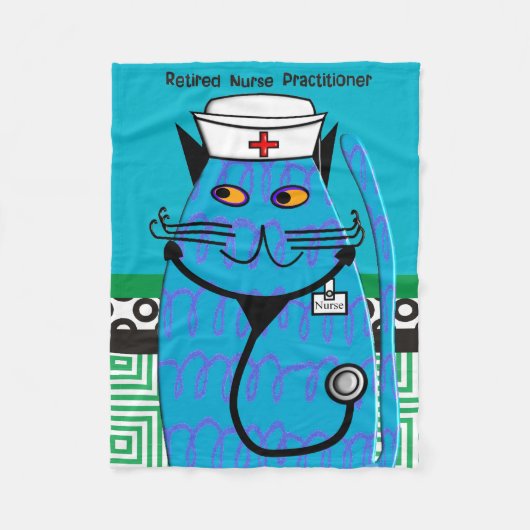 Gepensioneerde verpleegkundige Cat Fleece Blanket  (Voorkant)