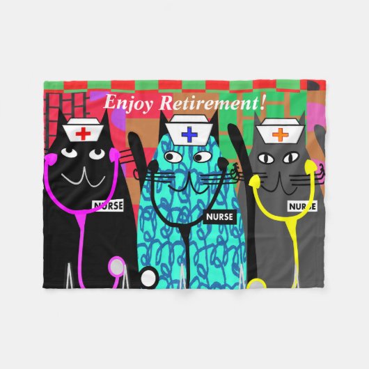 Gepensioneerde Verpleegster Fleece Deken Kat Verpl (Voorkant (Horizontaal))