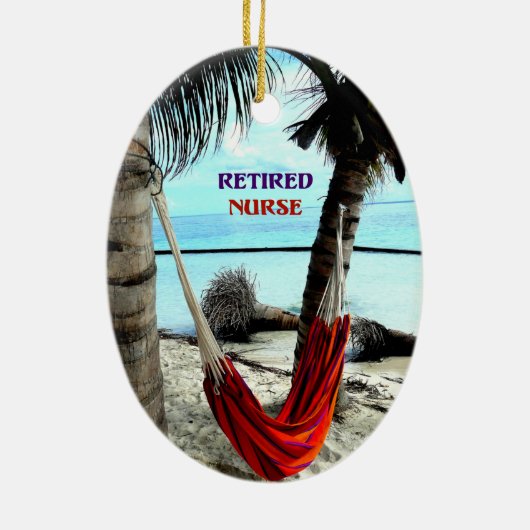 Gepensioneerde Verpleegster - Hangmat op het Stran Keramisch Ornament (Achterkant)