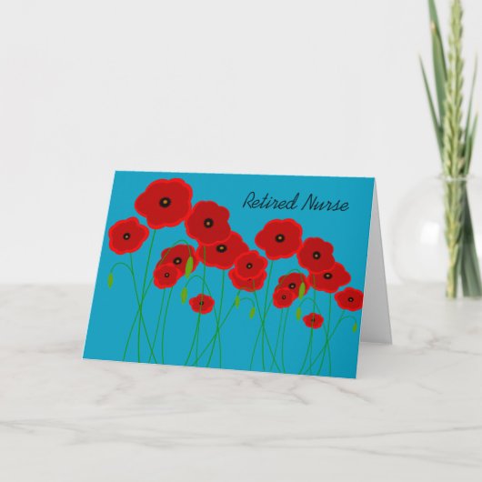 Gepensioneerde verpleegster Red Poppies Kaart (Voorkant)