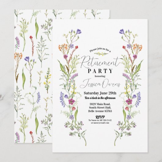 Gepensioneerde vrouwen Wildflowers Floral Ditsy Kaart (Voorkant / Achterkant)