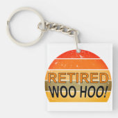 Gepensioneerde Woo Hoo met  zonsondergang Sleutelhanger (voorkant)