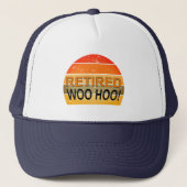 Gepensioneerde Woo Hoo met  zonsondergang Trucker Pet (Voorkant)