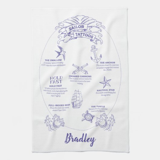 Gepensioneerde zeeman en zeeman Tattoo betekenisse Theedoek (Verticaal)