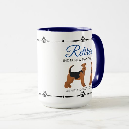 Gepensioneerde Zie Vrouw en Airedale Terriers Hond Mok (Voorkant rechts)