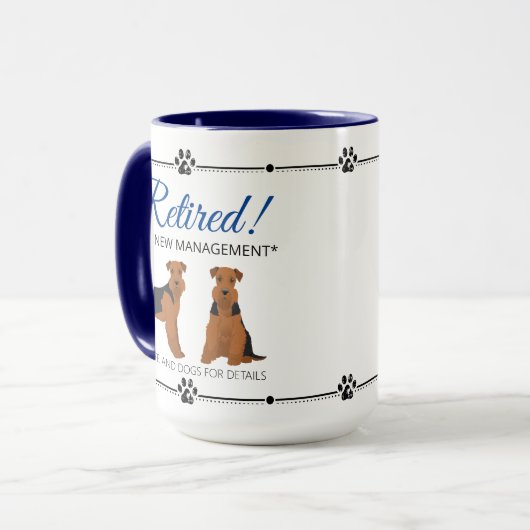 Gepensioneerde Zie Vrouw en Airedale Terriers Hond Mok (Voorkant links)