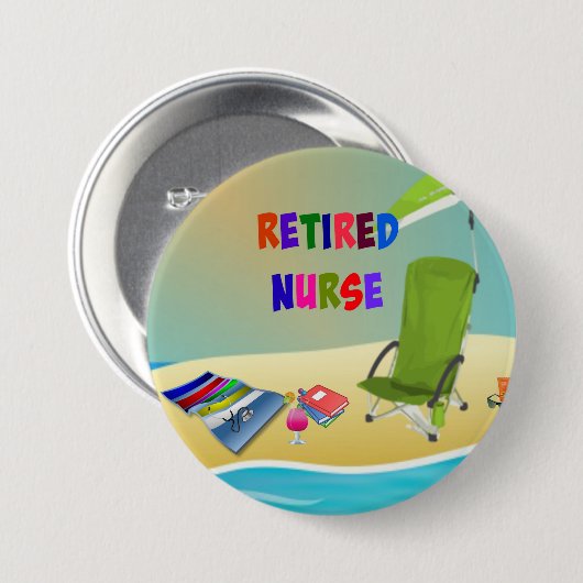 Gepensioneerde zuster, Fun in Sun Ronde Button 7,6 Cm (Voorkant /achterkant)