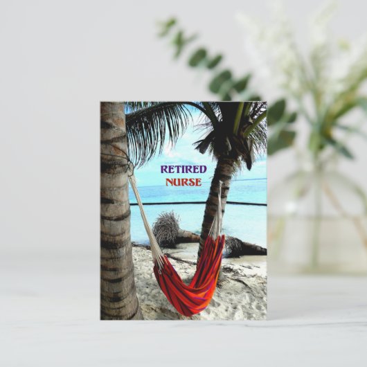 Gepensioneerde zuster - Hammock bij het strand Briefkaart (Staand voorkant)