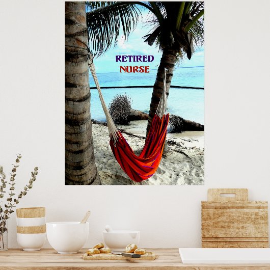 Gepensioneerde zuster - Hammock bij het strand Poster (Keuken)