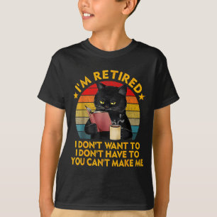 Gepensioneerde Zwarte Kat Koffie Grappige Pensioen T-shirt