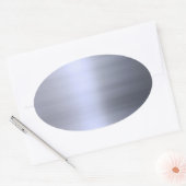 Gepensneerd zilver metaal getextureerd ovale sticker (Envelop)