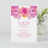 Gepenspelde Hibiscus Floral Save the Date Invite (Staand voorkant)