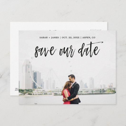 Gepenst script De datum opslaan Aankondigingskaart (Voorkant / Achterkant)