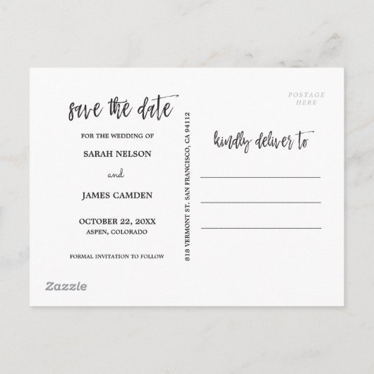 Gepenst script De datum opslaan Aankondigingskaart (Achterkant)