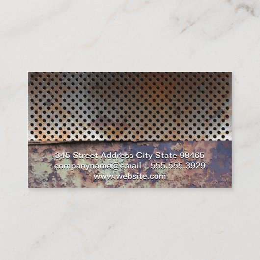 geperforeerd roest metaal visitekaartje (Achterkant)