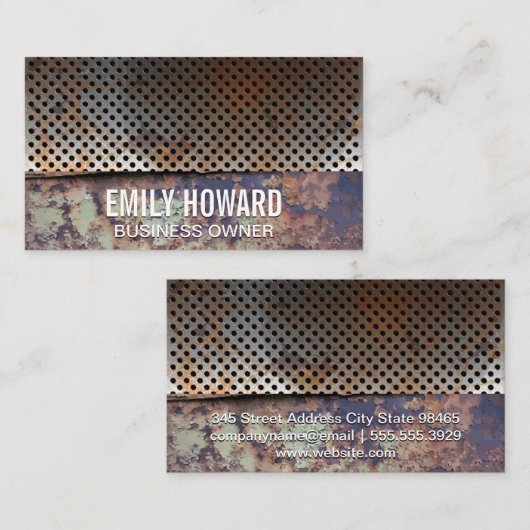 geperforeerd roest metaal visitekaartje (Voorkant / Achterkant)