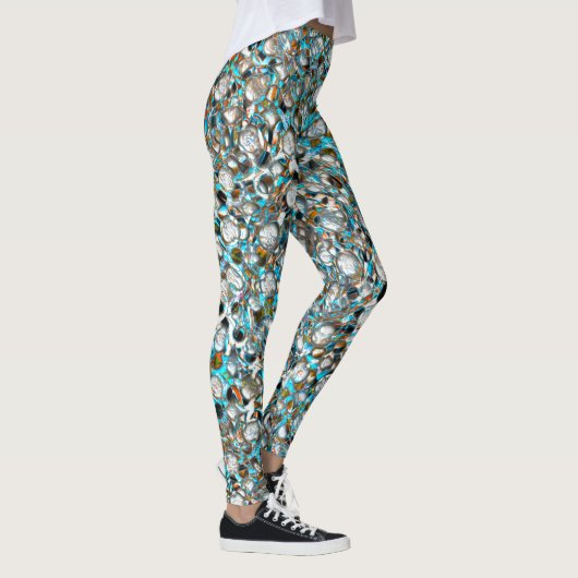 Geperforeerde blauwvis over witachtige textuur leggings (Rechts)