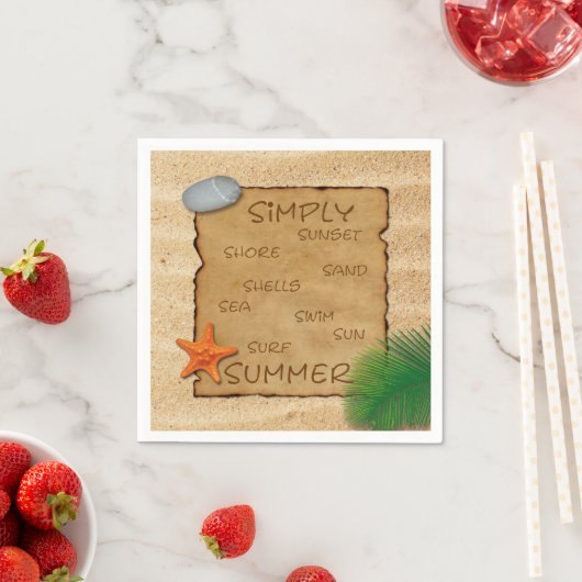 Geperkt op zand-achtergrond - Papier Napkin Servet (Insitu)
