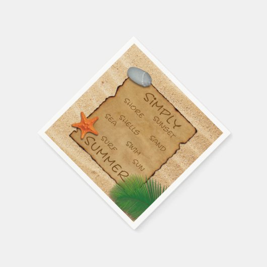 Geperkt op zand-achtergrond - Papier Napkin Servet (Hoek)