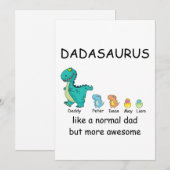 Gepersoaniseerde Dadasaurus tot 4 kinder T-Shirt Feestdagenkaart (Voorkant / Achterkant)