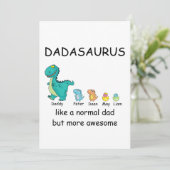 Gepersoaniseerde Dadasaurus tot 4 kinder T-Shirt Feestdagenkaart (Staand voorkant)