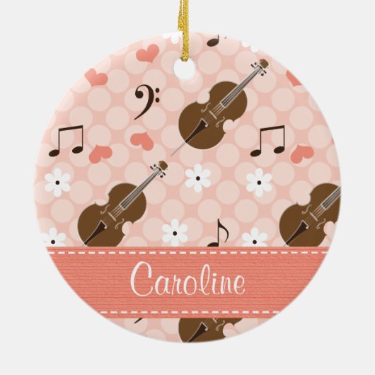 Gepersoaniseerde Roze Cello Ornament (Achterkant)