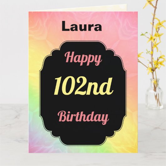  gepersonaliseerd 102e verjaardag kaart (Gele Bloem)