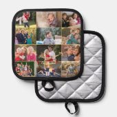 Gepersonaliseerd 12 Familie Fotocollage Goud Monog Pannenlap (Voorkant / Achterkant)