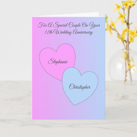 Gepersonaliseerd 12e Jubileum van de bruiloft Kaart (Gele Bloem)