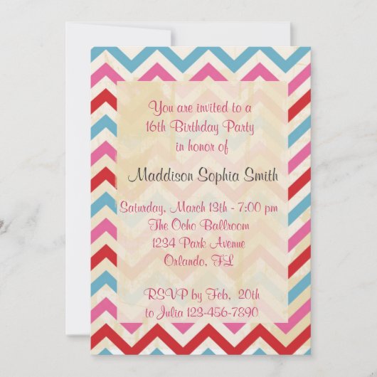 Gepersonaliseerd 16 Birthday-uitnodigingen Kaart (Voorkant)