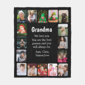 Gepersonaliseerd 16 Fotocollage Oma Zwart Fleece Deken (Voorkant)