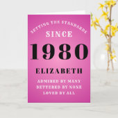 Gepersonaliseerd 1980 Birthday roze Jouw naam toev Kaart (Gele Bloem)