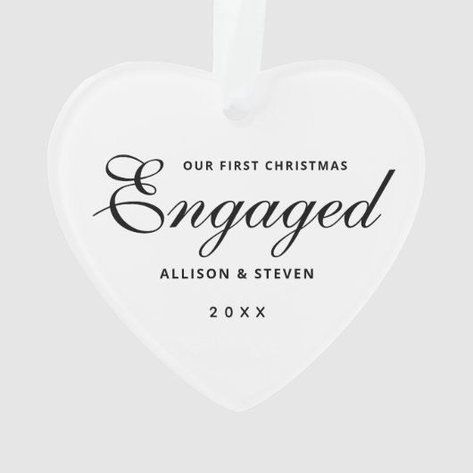 Gepersonaliseerd 1-Kerstkerst Verloving hart Ornament (achterkant)
