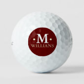 Gepersonaliseerd 1-letter Monogram Donkerrode cirk Golfballen (Voorkant)