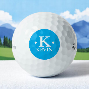 Gepersonaliseerd 1-letter Monogram hemelsblauw Golfballen