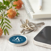 Gepersonaliseerd 1-letter Monogram oceaan-blauw Sleutelhanger (Zijkant)
