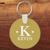 Gepersonaliseerd 1-letter Monogram oker geel Sleutelhanger (Achterkant)