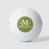 Gepersonaliseerd 1-letter Monogram Olijfgroen Golfballen (Voorkant)
