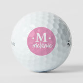 Gepersonaliseerd 1-letter Monogram Roze Cirkel Golfballen (Voorkant)