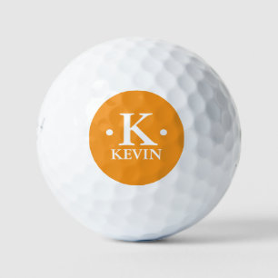 Gepersonaliseerd 1-letter monogram sinaasappel golfballen