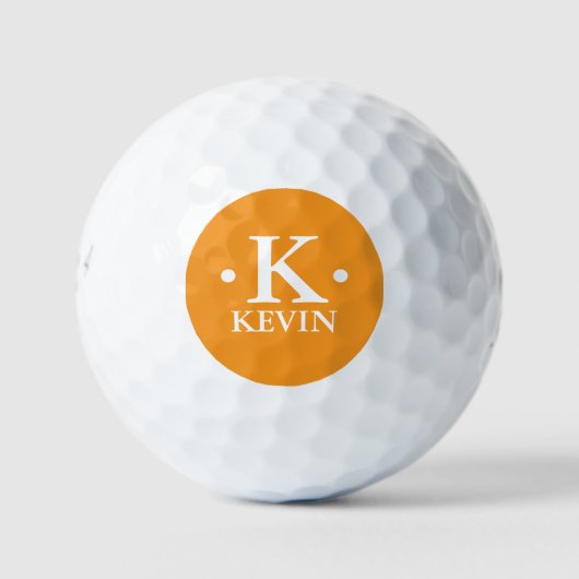 Gepersonaliseerd 1-letter monogram sinaasappel golfballen (Voorkant)