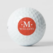 Gepersonaliseerd 1-letter Monogram Sinaasappel Roo Golfballen (Voorkant)