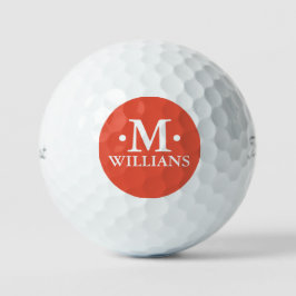 Gepersonaliseerd 1-letter Monogram Sinaasappel Roo Golfballen