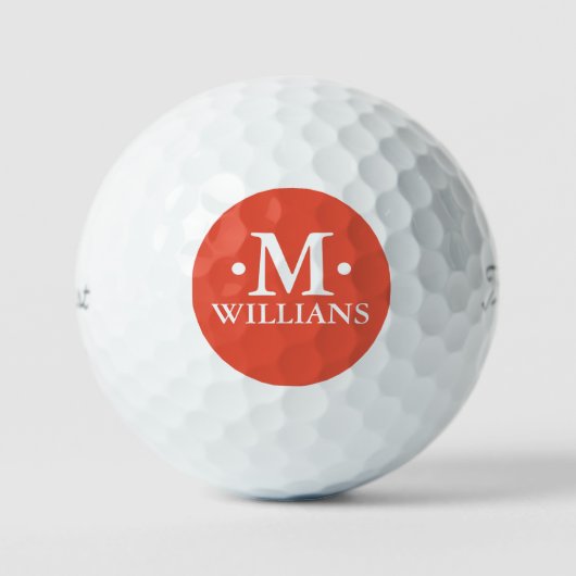 Gepersonaliseerd 1-letter Monogram Sinaasappel Roo Golfballen (Voorkant)